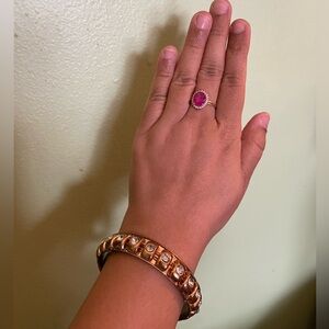 Elegant Gold and White Stones Bracelet